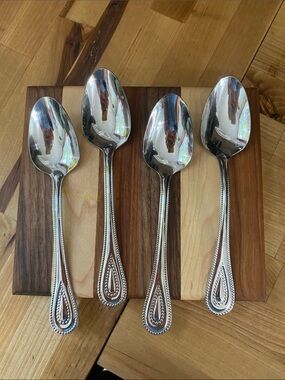 Set of 4 Cuisinart Fampoux Stainless Oval Place Soup Spoons 8" CF-01-FP20